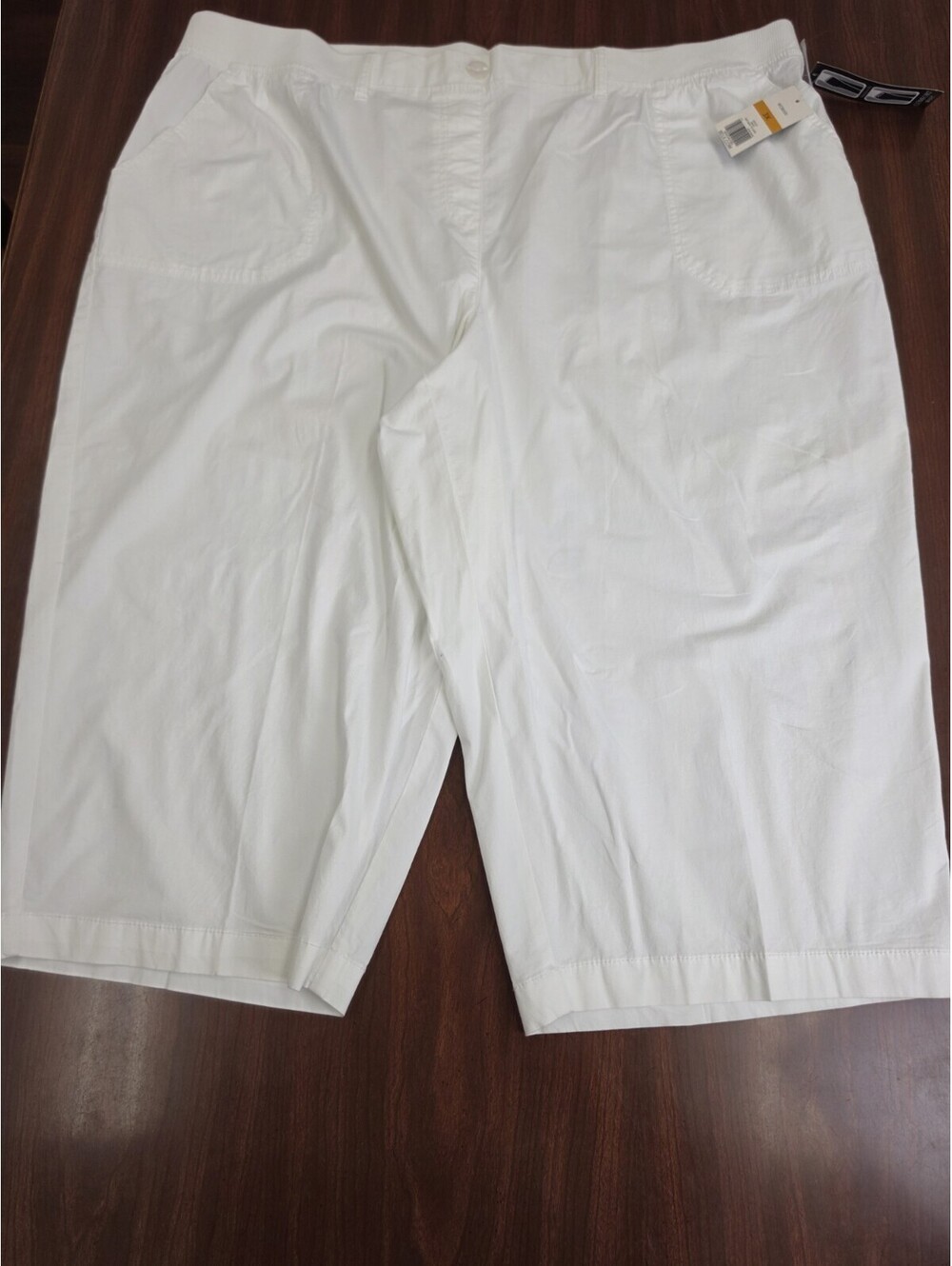 NWT Kim Rogers 3X White Pull On Knit Waist Capri Culottes Everyday Comfort